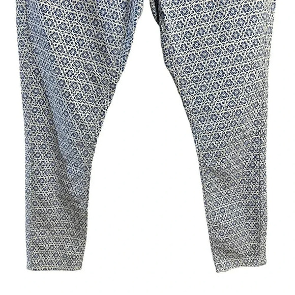 TopShop Moto Leigh Pants W30 Blue and White Geometric Pattern Skinny Leg Pants - Picture 5 of 7